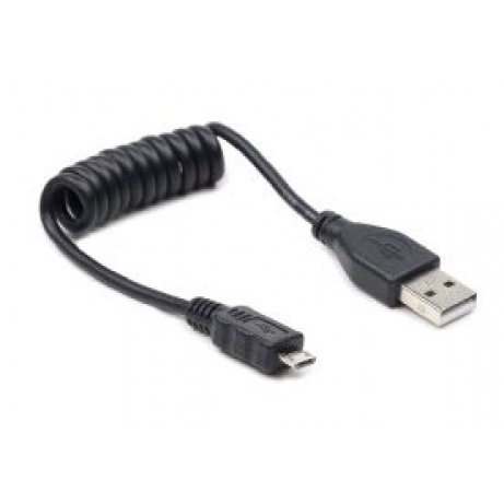 Kabel USB A Male/Micro B Male, 0.6m,kroucený,černý