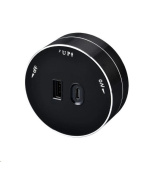 BAZAR - Viking zásuvkový modul A60, 1x USB-A, 1x USB-C, PD, černá, poškozený obal