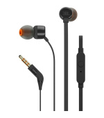 JBL T110 Black špuntová sluchátka, 3,5 mm jack, mikrofon, černá