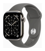 Apple Watch Series 11 GPS + Cellular 42mm Natural Titanium Case with Stone Grey Sport Band - S/M