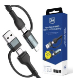 3mk Hyper kabel N-SERIES 2 in 2 A/C - C/Lightning 1.2m 9V/2A 60W černý