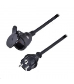 Solight prodlužovací přívod - spojka, 1 zásuvka, černá, gumová, 10m