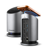 AXAGON HMC-WL9, USB 10Gbps hub s Qi, 3x USB-A, USB-C, HDMI & DP 4k/60Hz, RJ-45, PD 100W, kabel 60cm