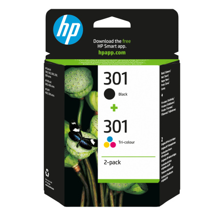 HP 301 Ink Cartridge Combo 2-Pack, N9J72AE (190 / 165 pages)