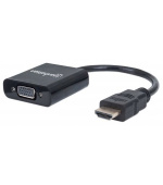 BAZAR - MANHATTAN převodník z HDMI na VGA (HDMI Male to VGA Female, black, Polybag) - Poškozený obal (Komplet)