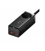 Baseus Rychlonabíječka do sítě GaN3 Pro, 2x USB-C, 2x USB + AC 100W s kabelem USB-C/USB-C černá