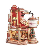 RoboTime 3D dřevěná skládačka hrací skříňky Kouzelná továrna na dárky