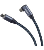 PREMIUMCORD USB-C zahnutý kabel (USB 3.2 Gen2x2, 5A, 100W, 20Gbit/s) 3m, Šedá