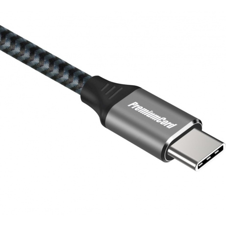 PremiumCord USB-C 3.2 gen 2, zahnutý, oplet, 2m