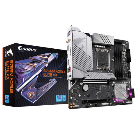 GIGABYTE MB Sc LGA1700 B760M AORUS ELITE AX, Intel B760, 4xDDR5, 1xDP, 1xHDMI, WI-FI, mATX