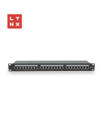 LYNX 19" patch panel 24-port, FTP Cat5e, 50µ, stíněný, černý