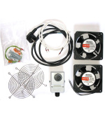 19" ventilace pro nástěnné rozvaděče XtendLan, termostat, 2 ventilátory, napájecí kabel, spojovací materiál