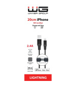 WG - Datový kabel Lightning MFi na USB-A, 20 cm, 2.4A, černá