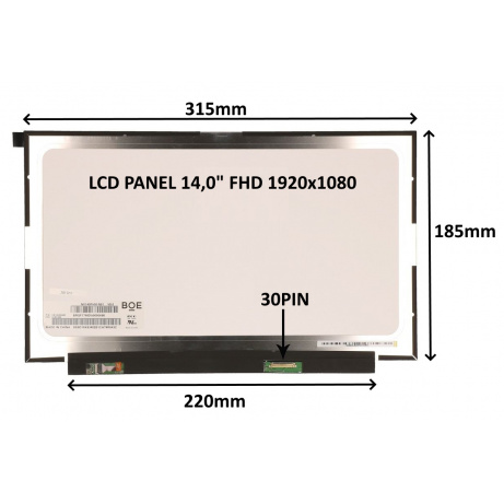 LCD PANEL 14,0" FHD 1920x1080 30PIN MATNÝ IPS / BEZ ÚCHYTŮ