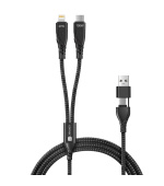 CONNECT IT Nabíjecí kabel Wirez 4v1, USB-C/USB, Lightning/USB-C, 1.25m, černá