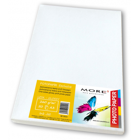 Fotopapír lesklý bílý kompatibilní s A3; 260g/m2kompatibilní s ink. tisk, 50ks
