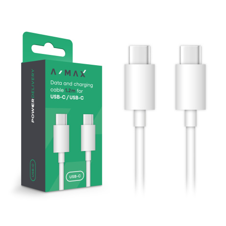 A-MAX datový kabel USB-C/USB-C 3A 1,2m, bílý