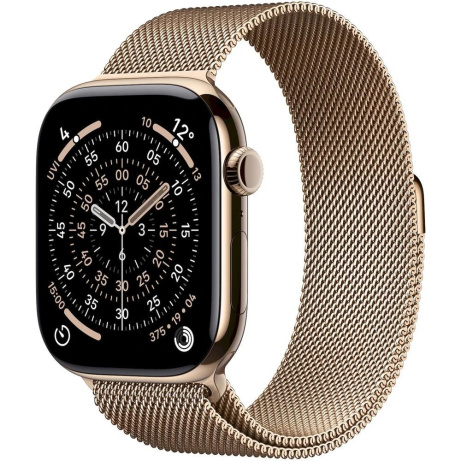 Apple Watch Series 11 GPS + Cellular 46mm Gold Titanium Case with Gold Milanese Loop - M/L