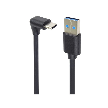 PremiumCord Kabel USB typ C/M zahnutý konektor 90° - USB 3.0 A/M, 3m