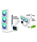 ASROCK Vodní chladič Challenger White 360 Digital, 3x120mm, ARGB, LGA1851, AM5, bílá