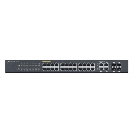 Zyxel GS1920-24HPv2 28-port Gigabit WebManaged PoE Switch, 24x gigabit RJ45, 4x gigabit RJ45/SFP, 802.3at, 375W pro PoE