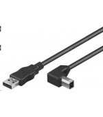 PREMIUMCORD Kabel USB 2.0 A-B propojovací 3m - zahnutý B konektor 90°