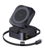Baseus Magnetický bezdrátový nabíjecí stojánek PicoGo Series 2v1 Qi2 67W černý