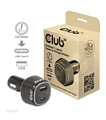 BAZAR - Club3D Auto nabíječka pro Notebooky 63W, 2 porty (USB-A + USB-C) - Poškozený obal (Náhradní krabice)