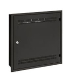 Solarix rozvaděč LC-18 do zdi s lištami 2U, 4U a 11U, 550x550 černá RAL9005 s rámečkem k zazdění LC-18-55-15-W-B