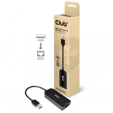 Club3D Adaptér USB 3.2 Gen 1 Typ A na RJ45 2.5Gb, 24cm