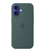 iPhone 16 Silicone Case with MS - Lake Green