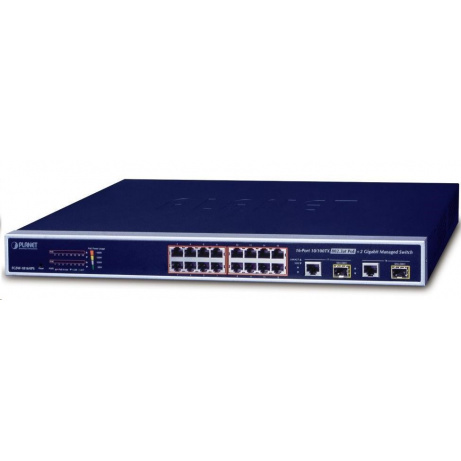 Planet FGSW-1816HPS PoE switch 16x 100-TX, 2x 1000-T/SFP, PoE 802.3at