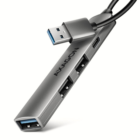 AXAGON HUE-STA, 4x USB ALU STRIP hub, 1x USB-A 5Gbps, 2x USB-A & 1x USB-C 480Mbps, kabel USB-A 12cm