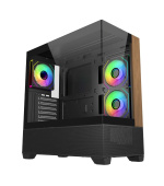 BAZAR - Cooler Master case Elite 690 Wood, ATX, Průhledná bočnice, 3x 120mm ARGB Fan, Černá - Poškozený obal (Komplet)