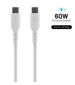 Liquid silicone kabel FIXED s konektory USB-C/USB-C a podporou PD, 0.5m, USB 2.0, 60W, bíly
