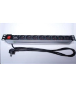 PremiumCord Panel napájecí 1U do 19" racku, 8x230V, přepěťová ochrana, 2m kabel, vypínač POŠKOZEN OBAL