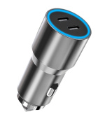 WG - Nabíječka do auta 2x USB 60W, 2x USB-C PD 30W, stříbrná