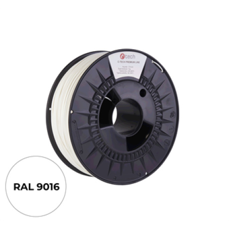 Filament C-TECH PREMIUM LINE, TPU 90A, flexibilní, dopravní bílá, RAL9003, 1,75mm, 1kg