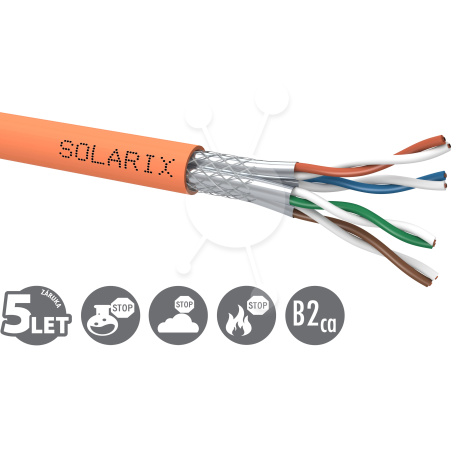 Instalační kabel Solarix CAT7A SSTP LSOHFR B2ca-s1,d1,a1 500m/cívka SXKD-7A-1200-SSTP-LSOHFR-B2ca