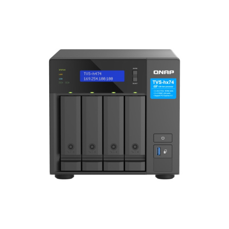 QNAP TVS-h474-PT-8G (2core 3,7GHz, ZFS, 8GB RAM, 4x SATA, 2x M.2 NVMe, 2x PCIe, 2x 2,5GbE, 1x HDMI)