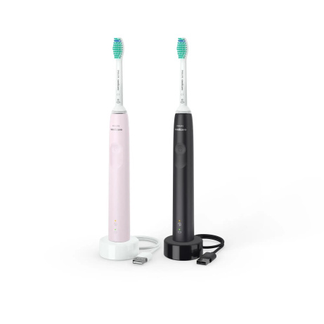 Philips HX3675/15 Sonicare elektrický zubní kartáček, sonický, časovač, tlakový senzor, 2 kusy, růžová a černá