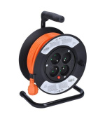 Solight prodlužovací přívod na bubnu, 4 zásuvky, 15m, oranžový kabel, 3x 1,5mm2