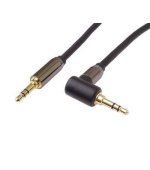 PremiumCord HQ stíněný kabel stereo Jack 3.5mm - Jack 3.5mm zahnutý 90°, 1,5m