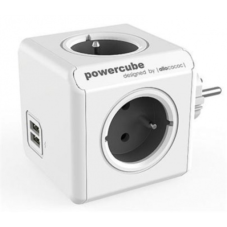 Zásuvka PowerCube ORIGINAL USB, Grey, 4 rozbočka, 2x USB