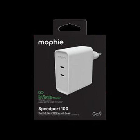 Power Adapter GaN USB-C Dual 100W White