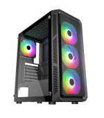 BAZAR - VeinX case HERMES MESH Mid Tower, ATX, 1xUSB 3.0, 2xUSB 2.0, 4x ARGB Fan, ARGB Controller, černá, poškozený obal