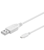 PremiumCord kabel micro USB 2.0, A-B 3m, bílá