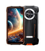 Rugged Smartphone Blackview BV8200 4G G100 12GB 256GB 8800-45W A14, Watch Display, Flashlight, Black w Orange [No Charge