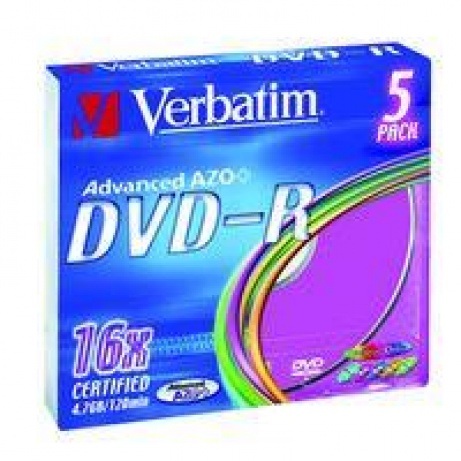 BAZAR VERBATIM DVD-R(5-Pack)Slim/Colour/16x/4.7GB-poškozený obal