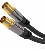 PremiumCord TV antenní HQ propojovací kabel M/F 75Ohm (135dB) 4x stíněný 1,5m